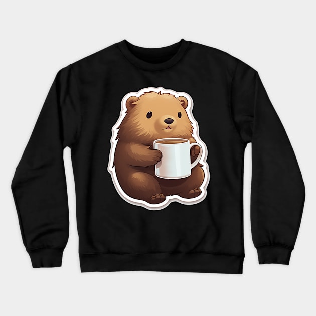 Cute Capybara drink a coffee Crewneck Sweatshirt by MilkyBerry